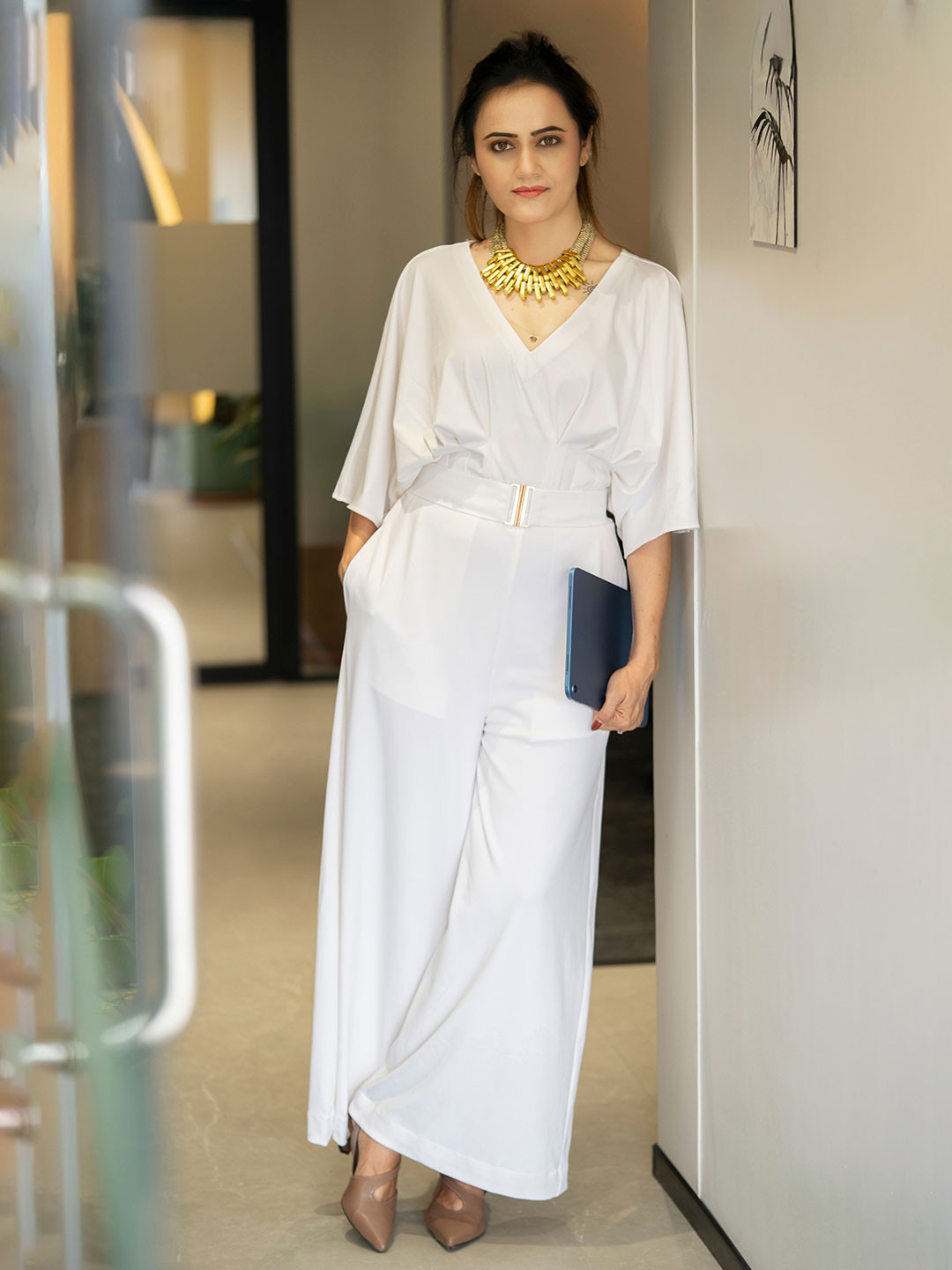 LUXERAA Women Linen Basic Jumpsuit