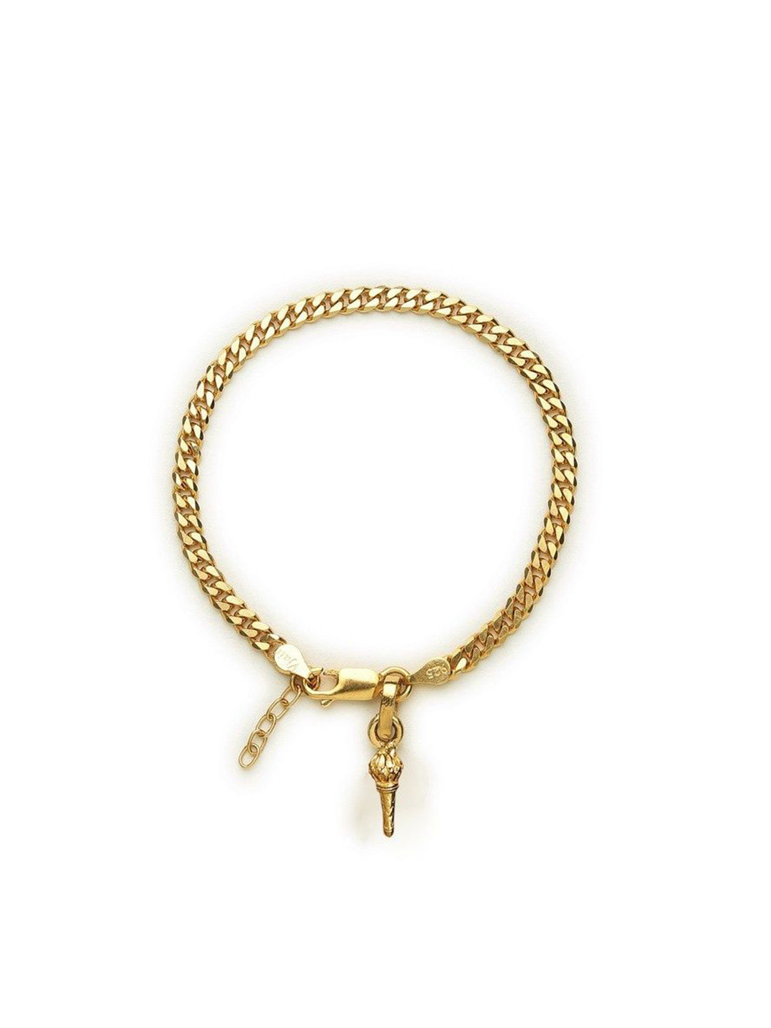 Metronaut Sterling Silver Gold-Plated Link Bracelet With Gada Symbol Pendant