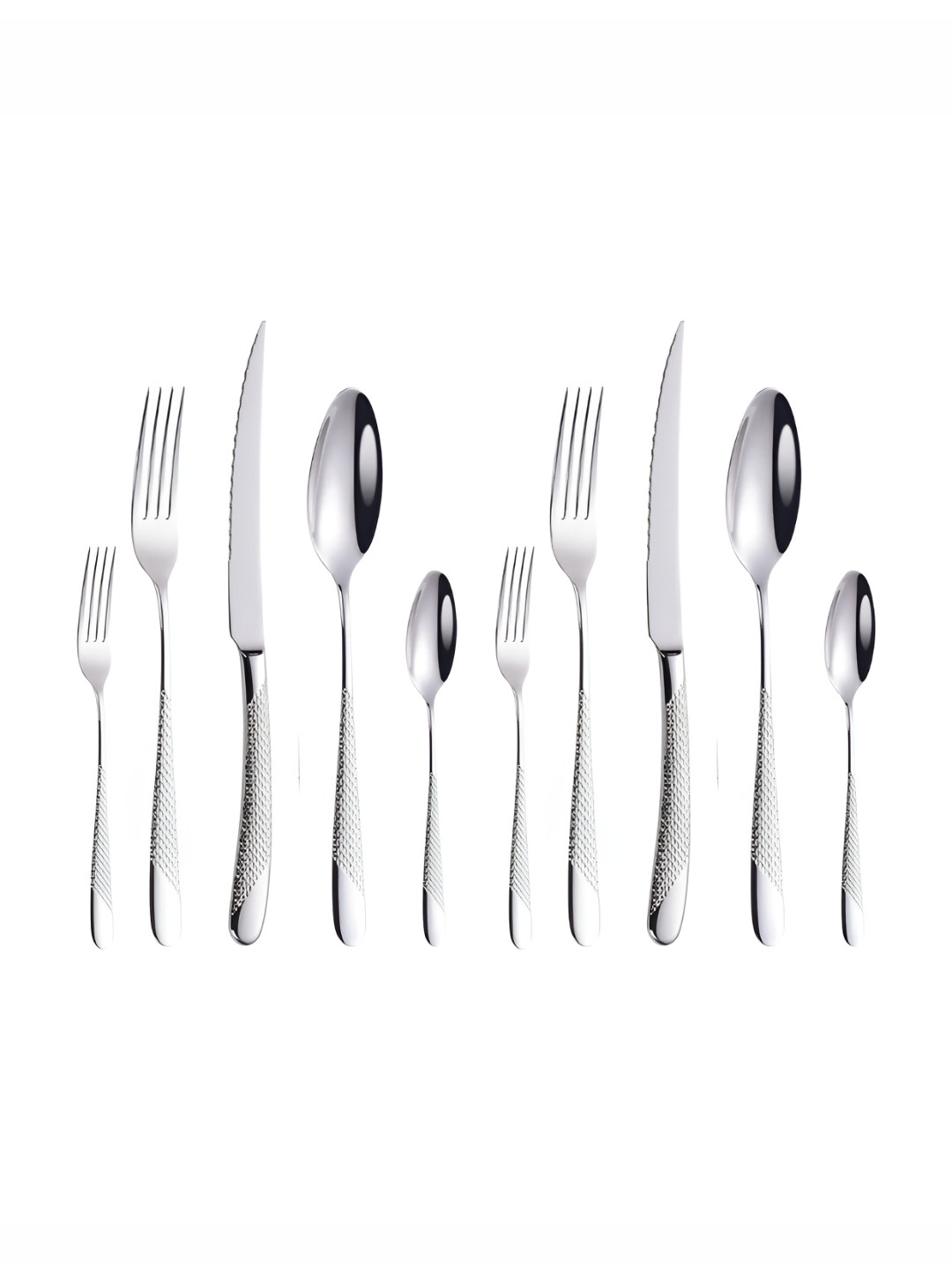 YELONA 10 Piece Sterling Silver Stainless Steel Cutlery Set