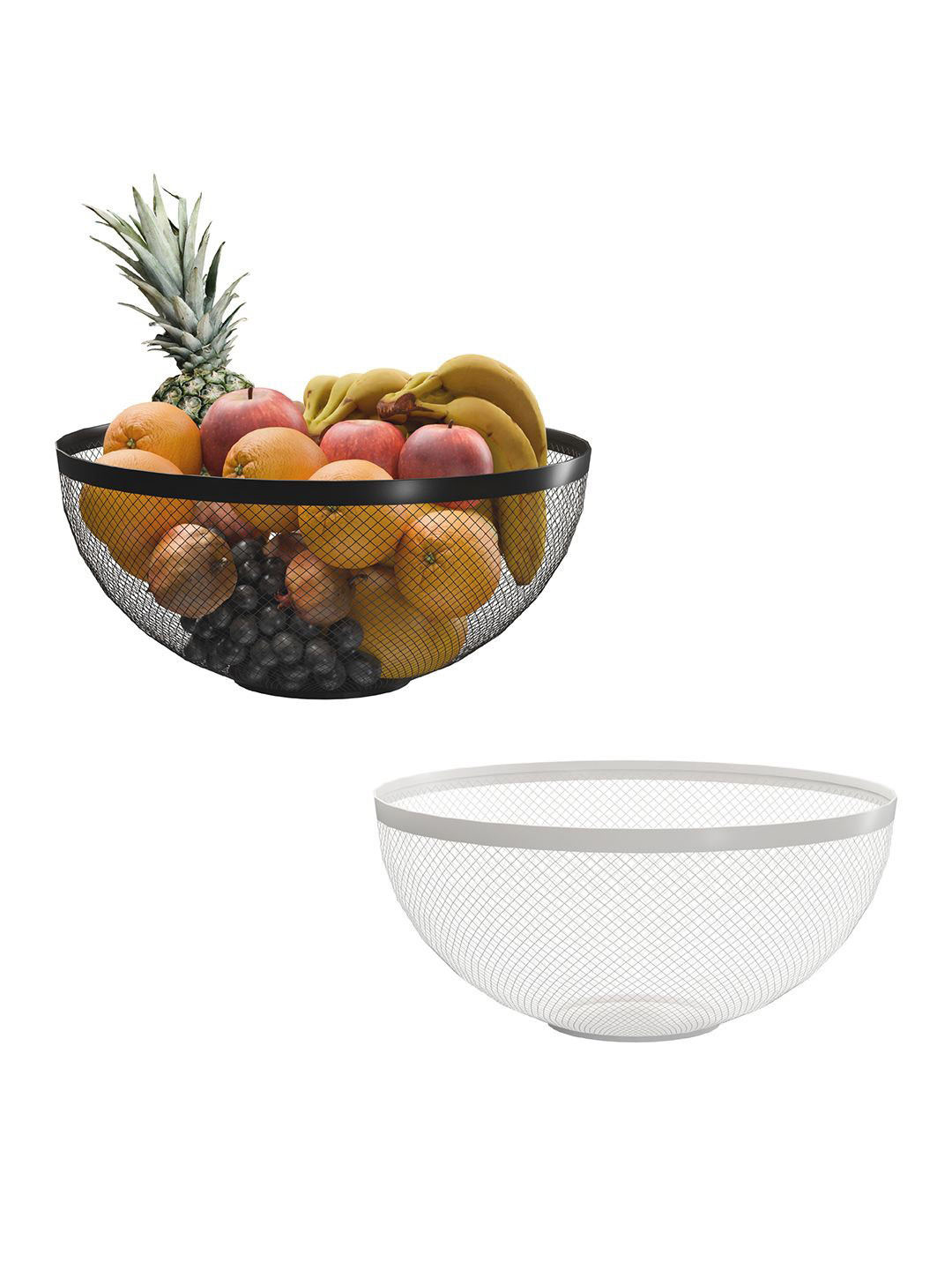 Kuber Industries Set of 2 Black & White Fruit and Vegetable Basket