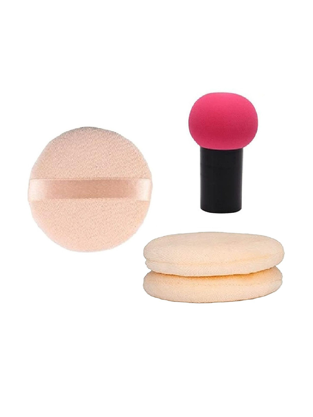 Beautiflame Set Of 3 Round Foundation & Powder Puff With Mushroom Makeup Puff