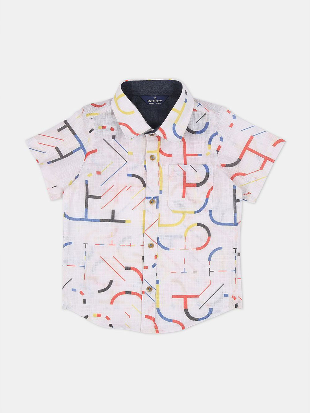 Infinity Boys Spread Collar Abstract Printed Cotton Casual Shirt