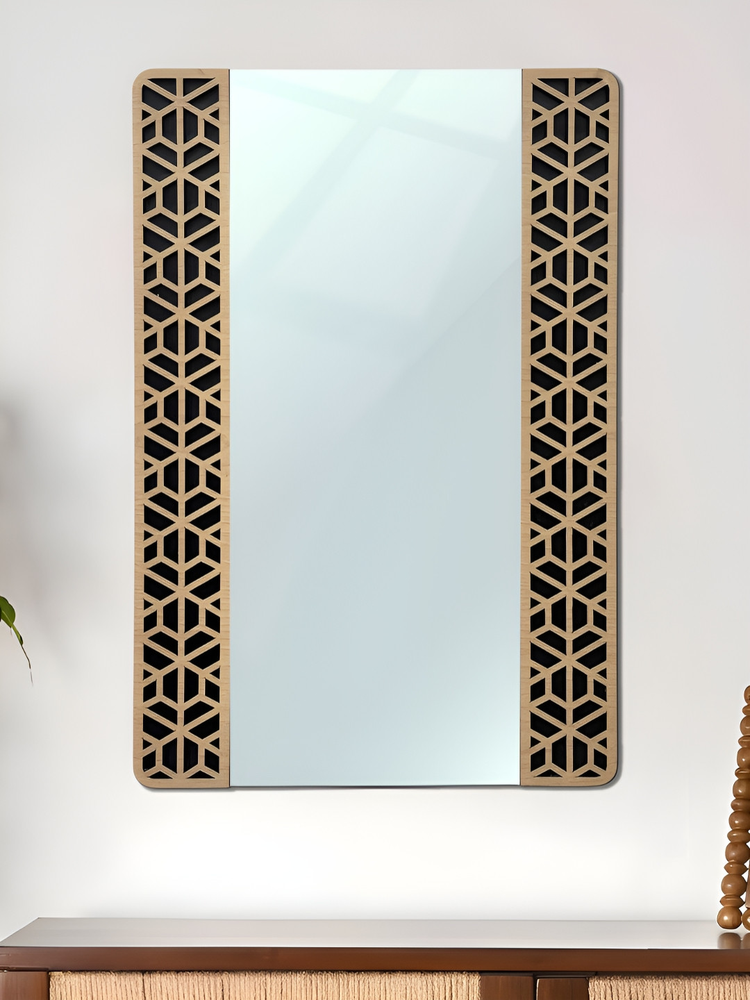 Art Street Gold & Black Textured Rectangular Glass Wall Mirror