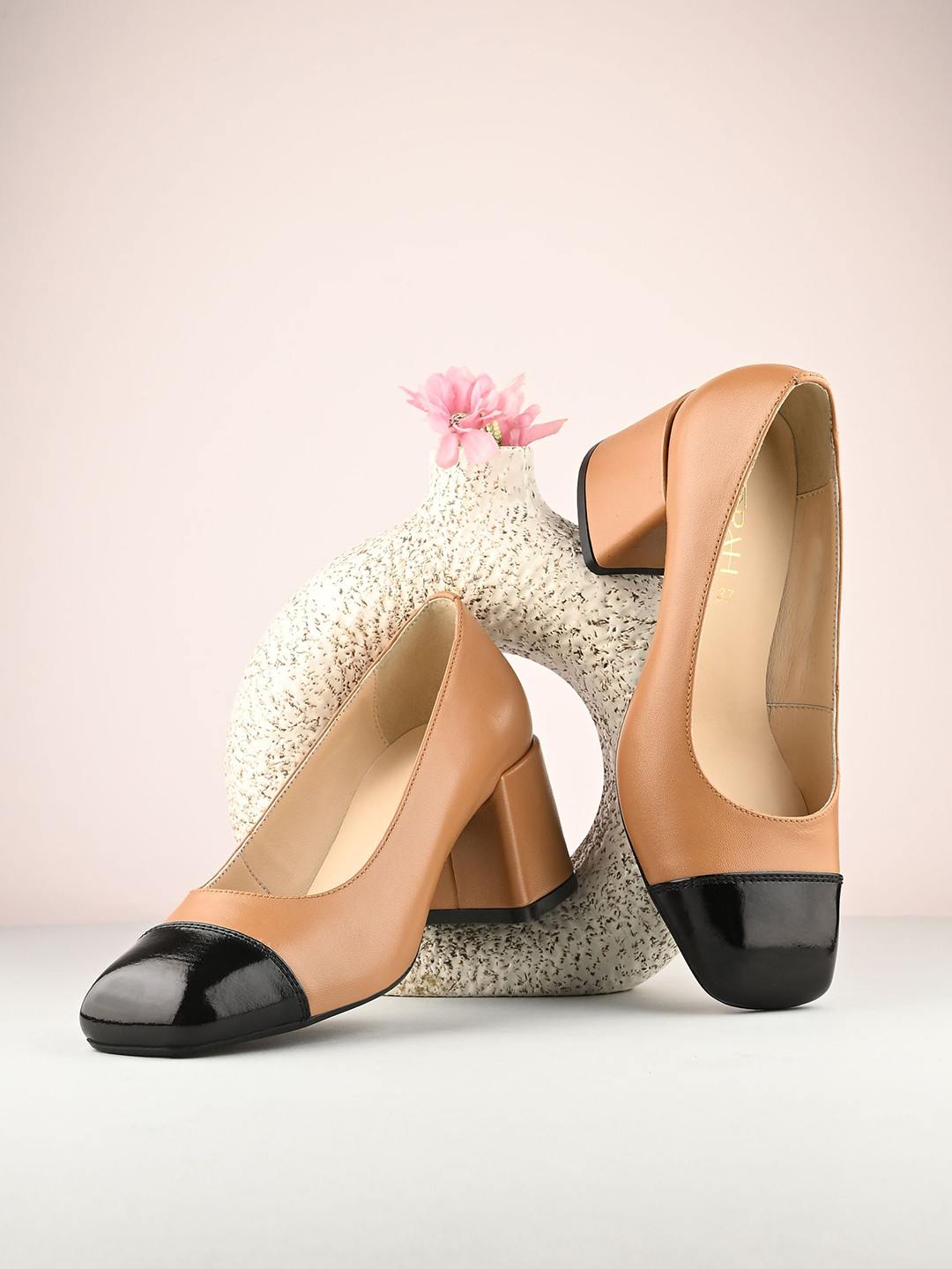 MIORAH Leather Square Toe Block Pumps