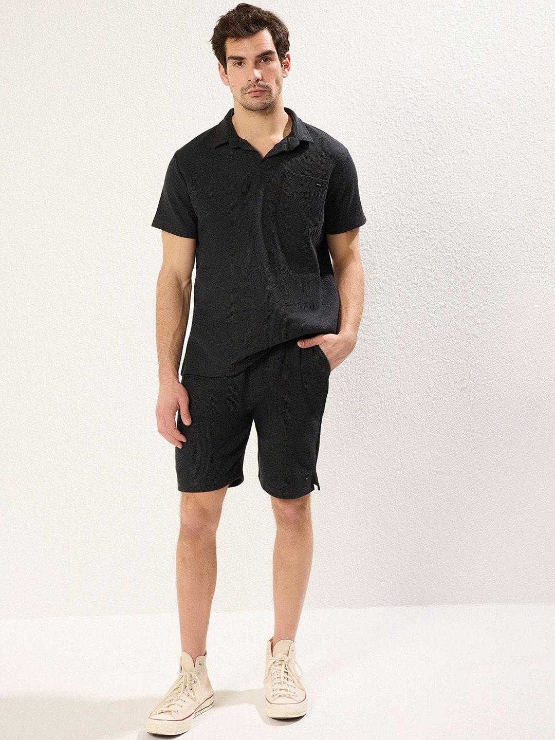 Trendyol Textured Polo Collar T-Shirt With Shorts
