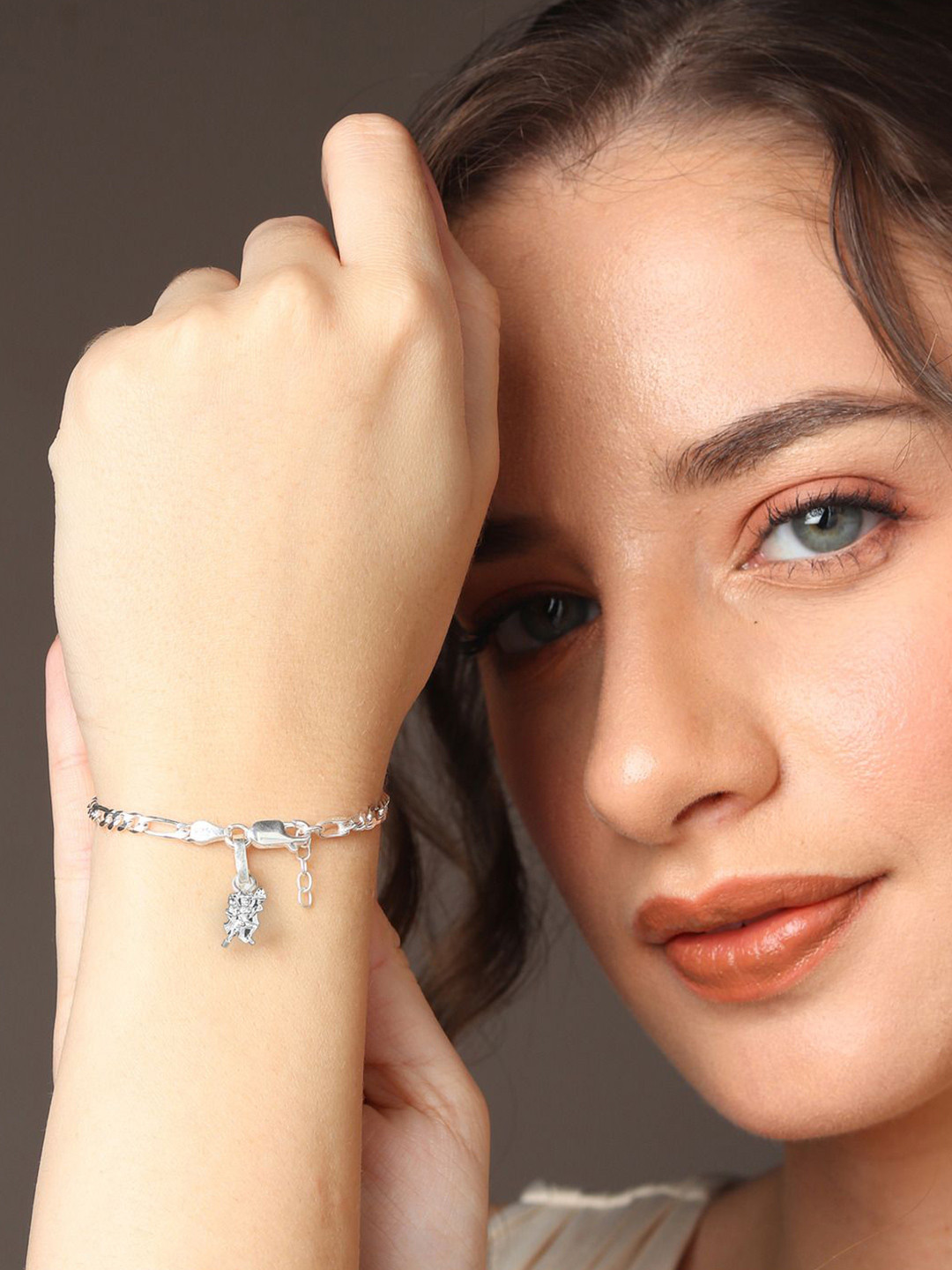 Metronaut Sterling Silver Wraparound Bracelet With God Hanuman Pendant