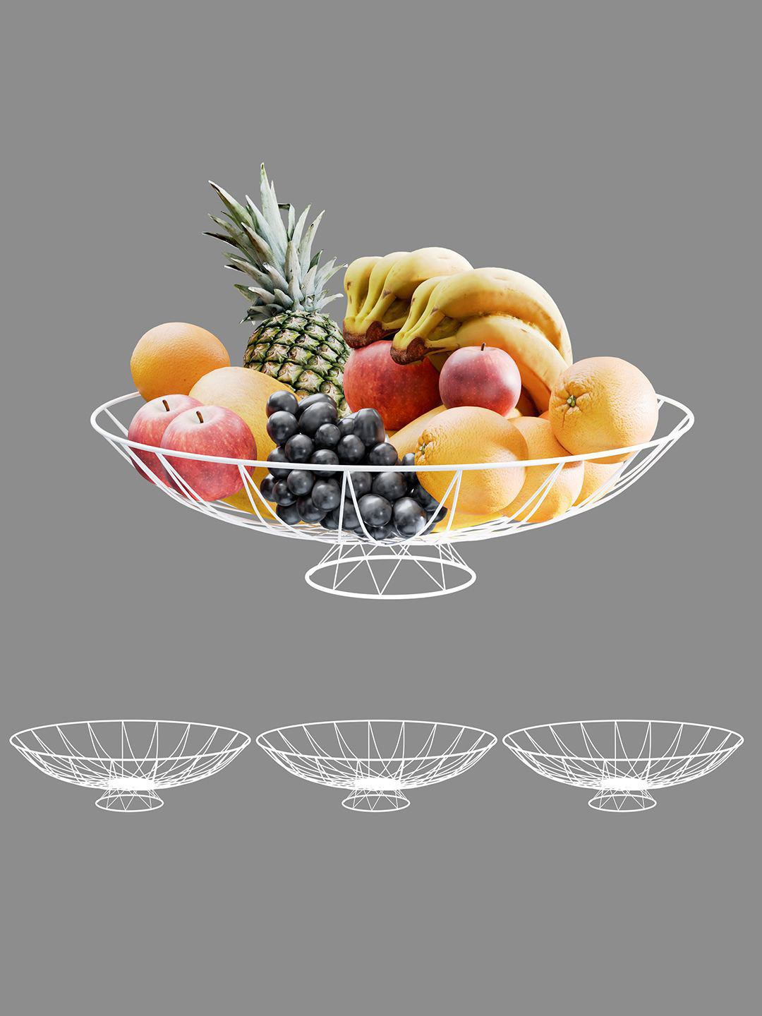 Kuber Industries White 4 Pieces Metal Fruit and Vegetable Baskets