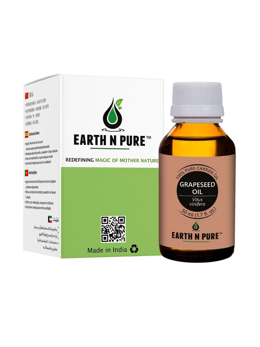 EARTH N PURE Grapeseed Oil Natural & Therapeutic Grade - 50 ml