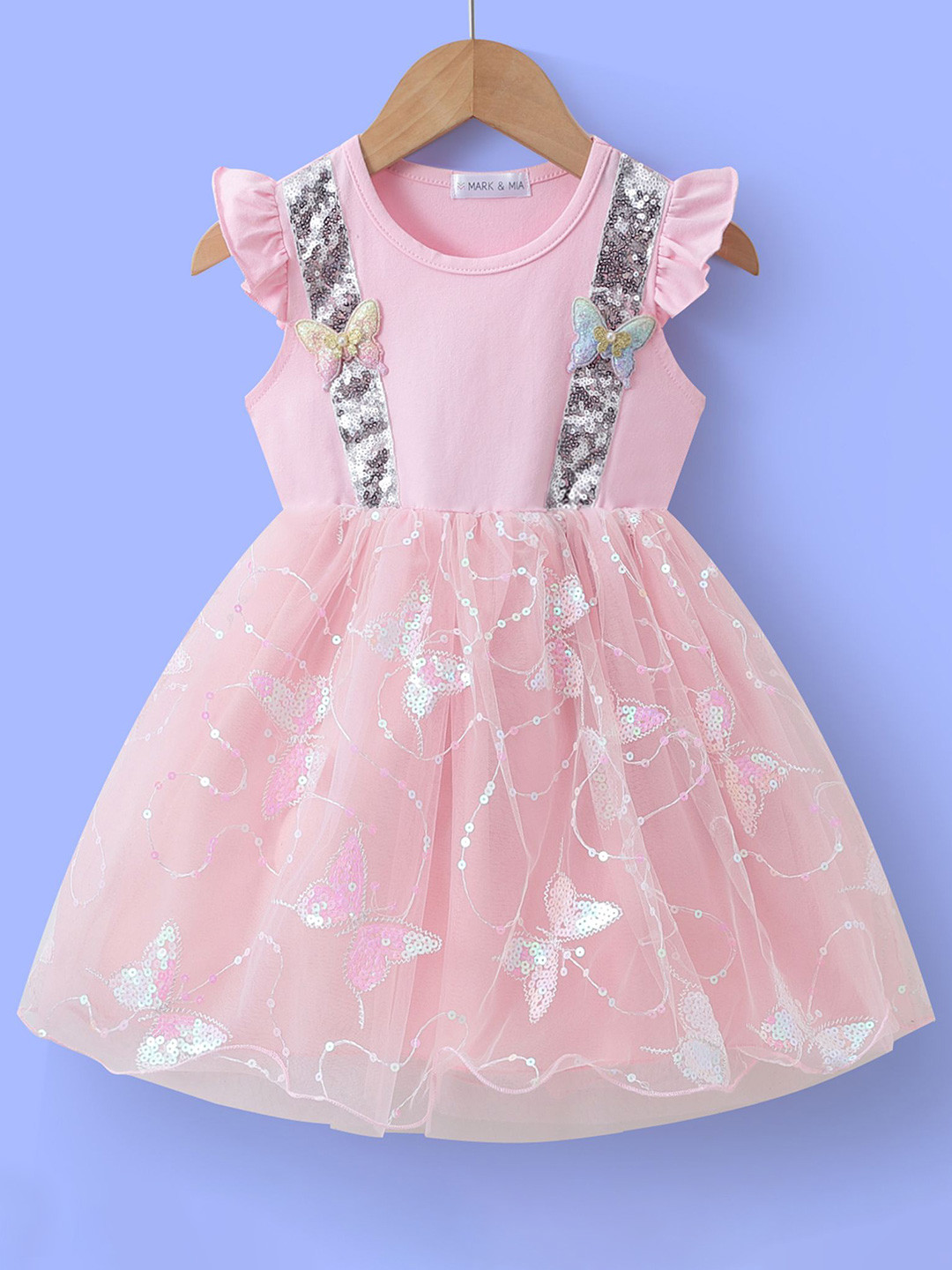 Mark & Mia Print Flutter Sleeve Fit & Flare Dress