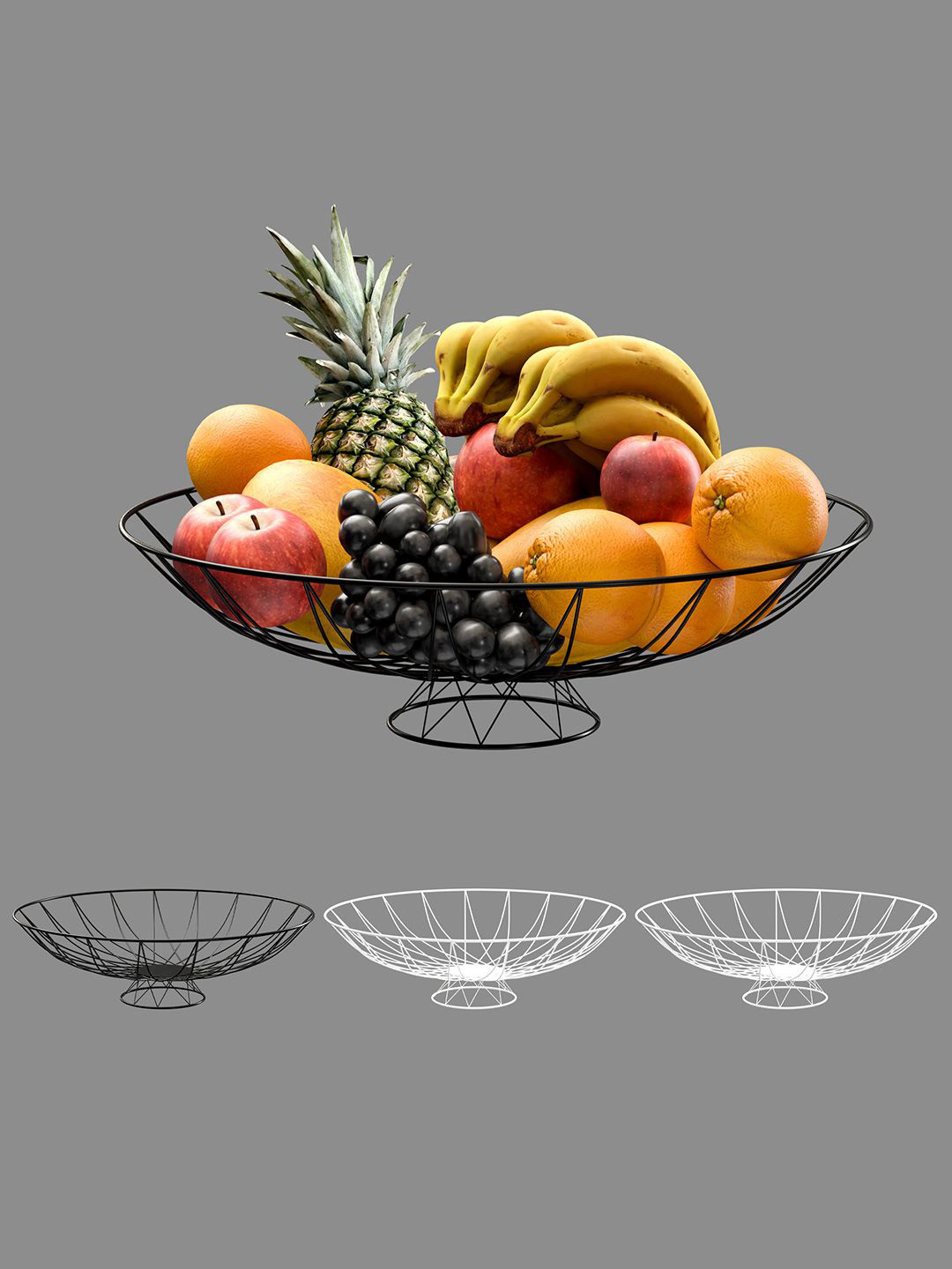 Kuber Industries Set of 4 Black & White Fruit and Vegetable Basket