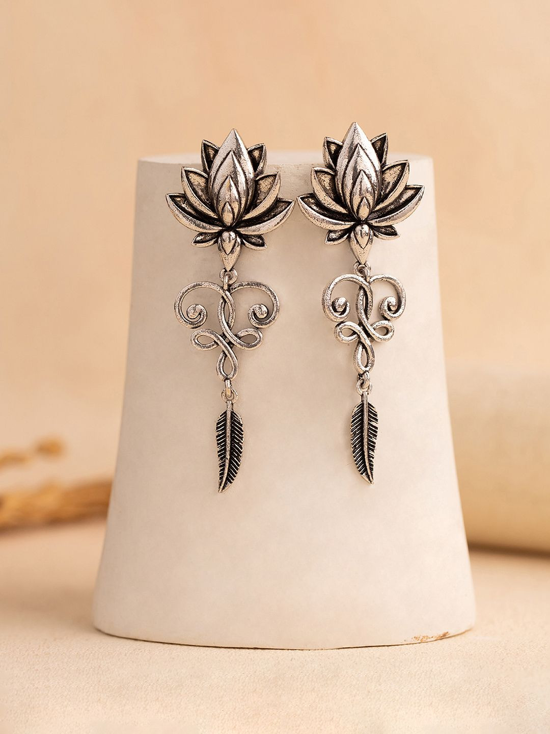 Boho Tribe Radiant Lotus Oxidised Earrings