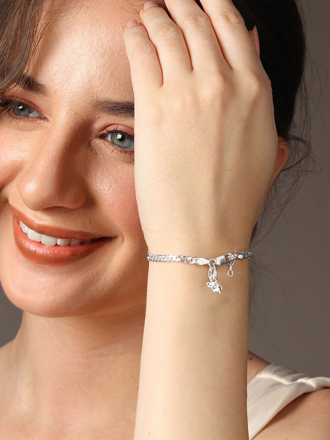 Metronaut Sterling Silver Elephant Symbol Link Bracelet