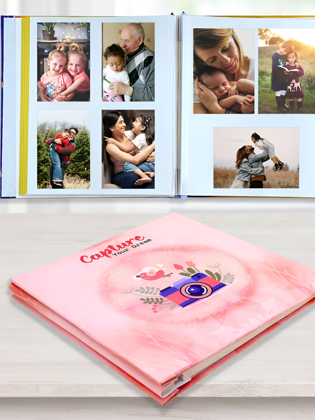 SEHAZ ARTWORKS Pink Printed Self Adhesive Photo Album 15-Sheets