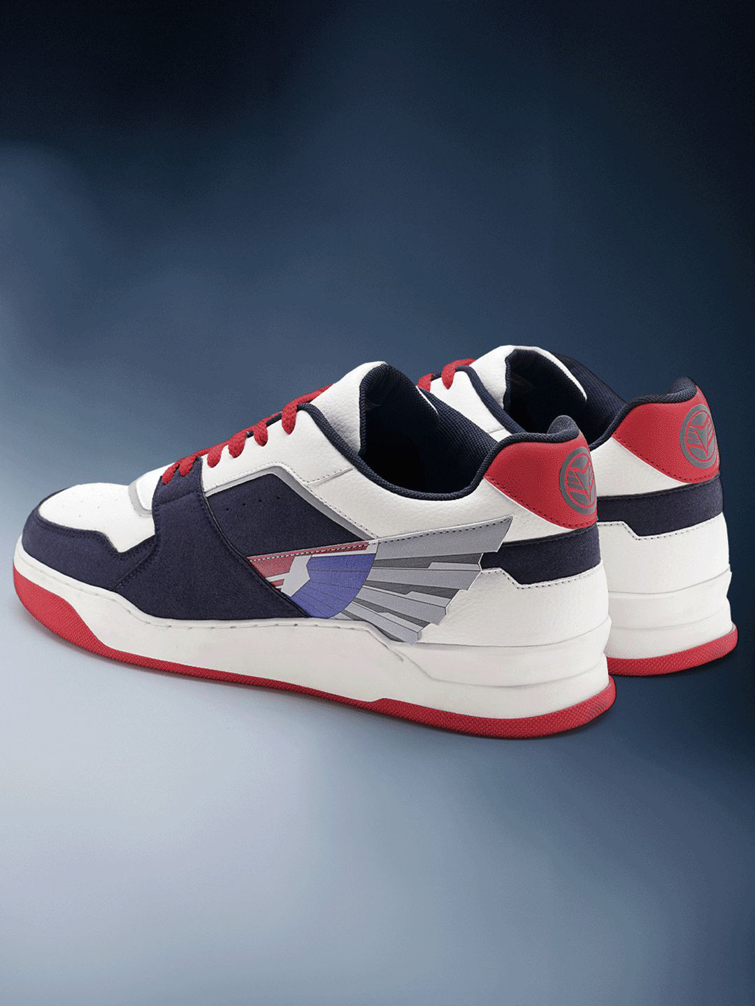 Bewakoof Official Marvel Merchandise Men White Captain America Colorblock Low-Top Sneakers