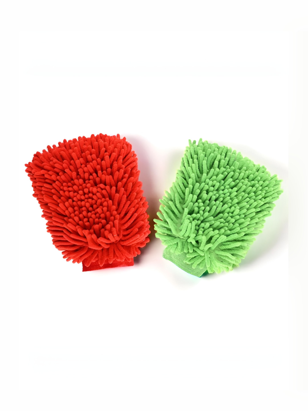 Aura 2 Pieces Red & Green Double-Sided 100 GSM Microfiber Kitchen Cleaning Gloves