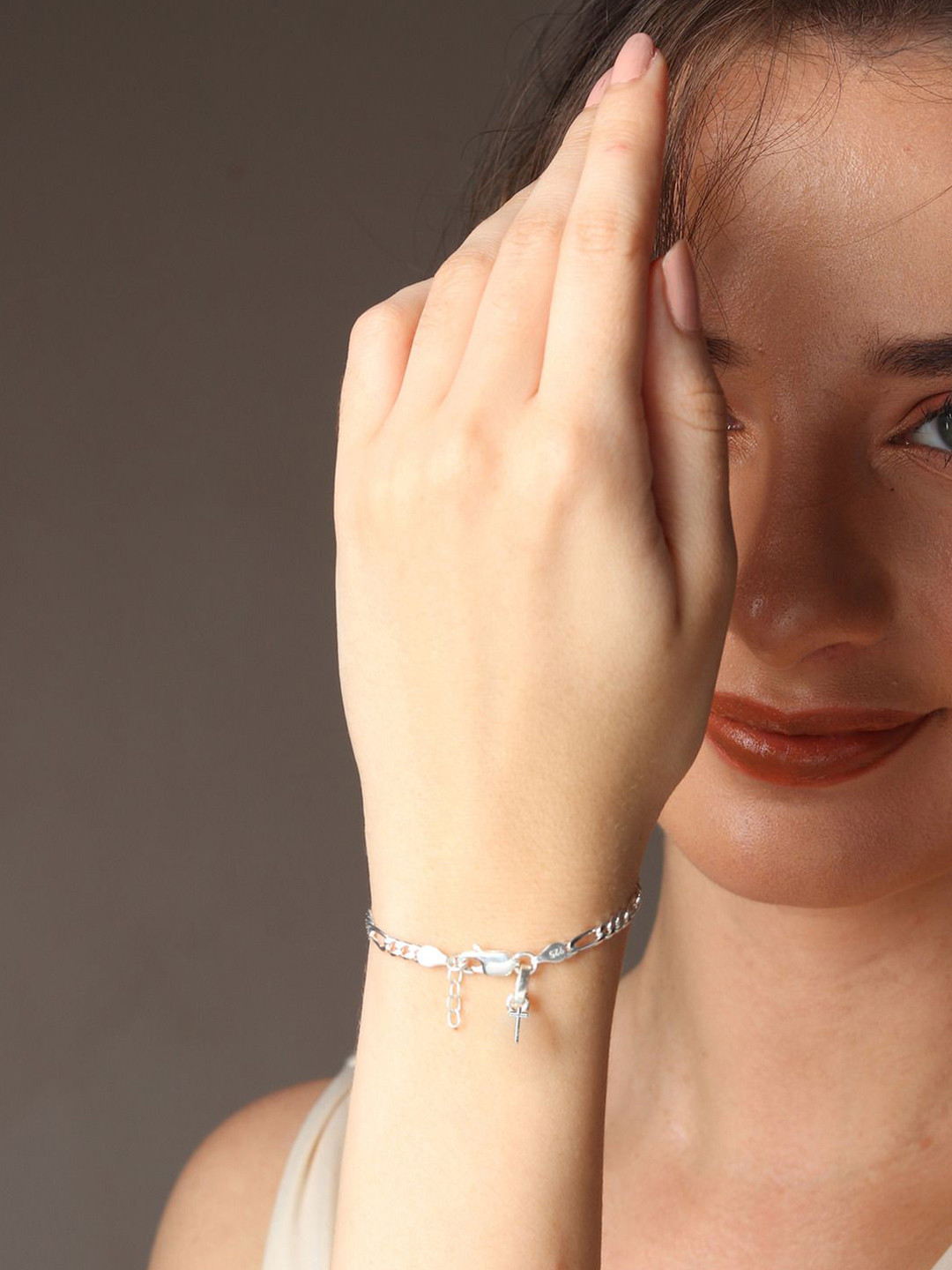 Metronaut Sterling Silver Jesus Symbol Link Bracelet