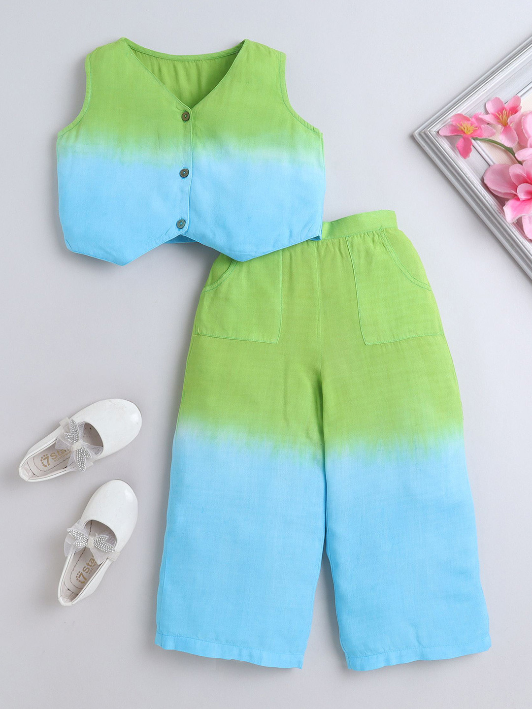 The Magic Wand Girls Dyed Coat With Trousers