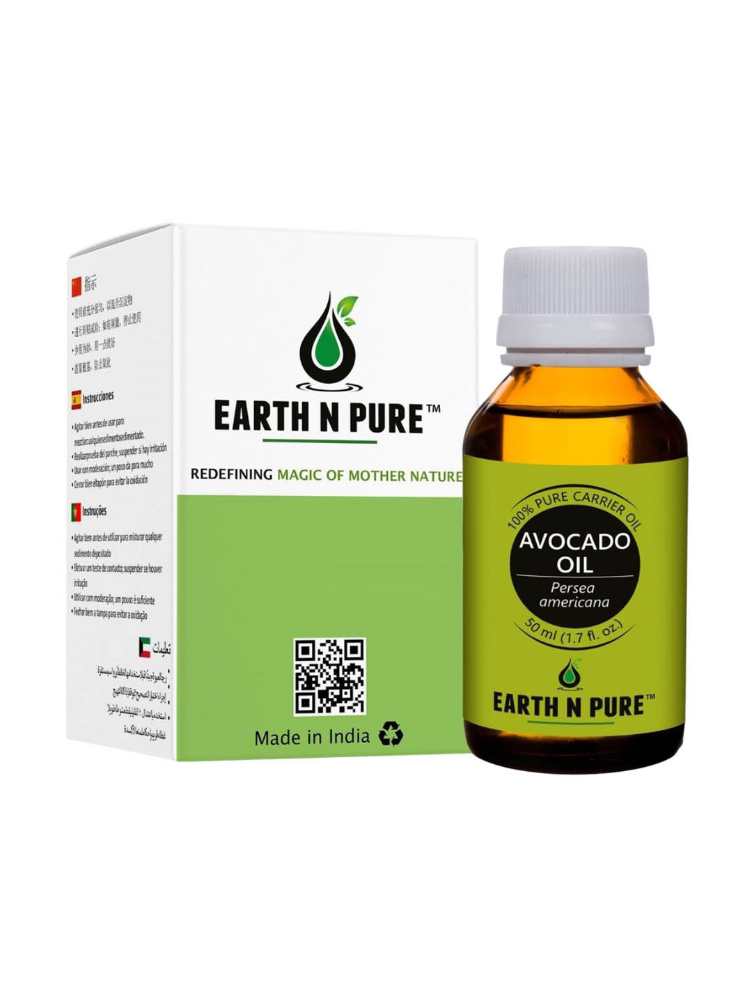 EARTH N PURE 100% Pure Deeply Moisturizing Avocado Carrier Oil & Therapeutic Grade - 50 ml