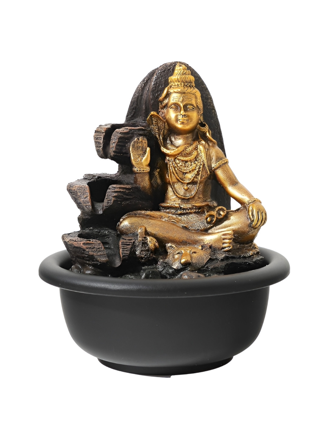The Better Home Gold-Toned & Black Shiva Water Fountain For Home Decor - 19 cm