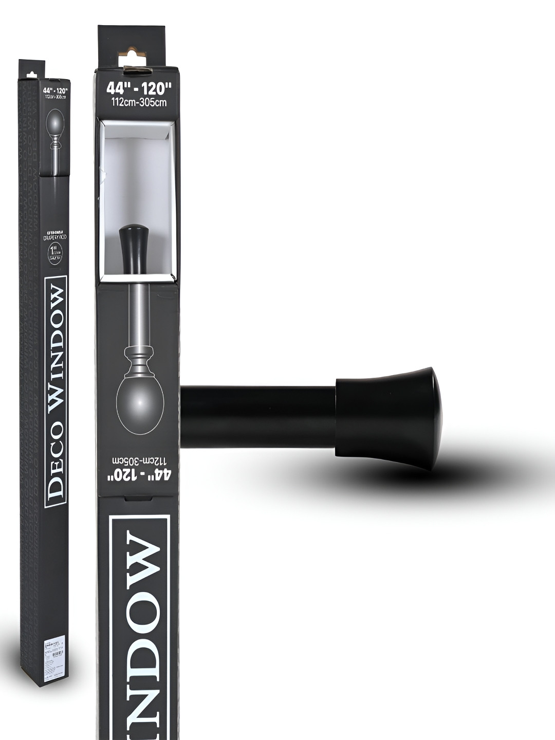 Deco Window Black Extendable Matte Curtain Rods With Brackets