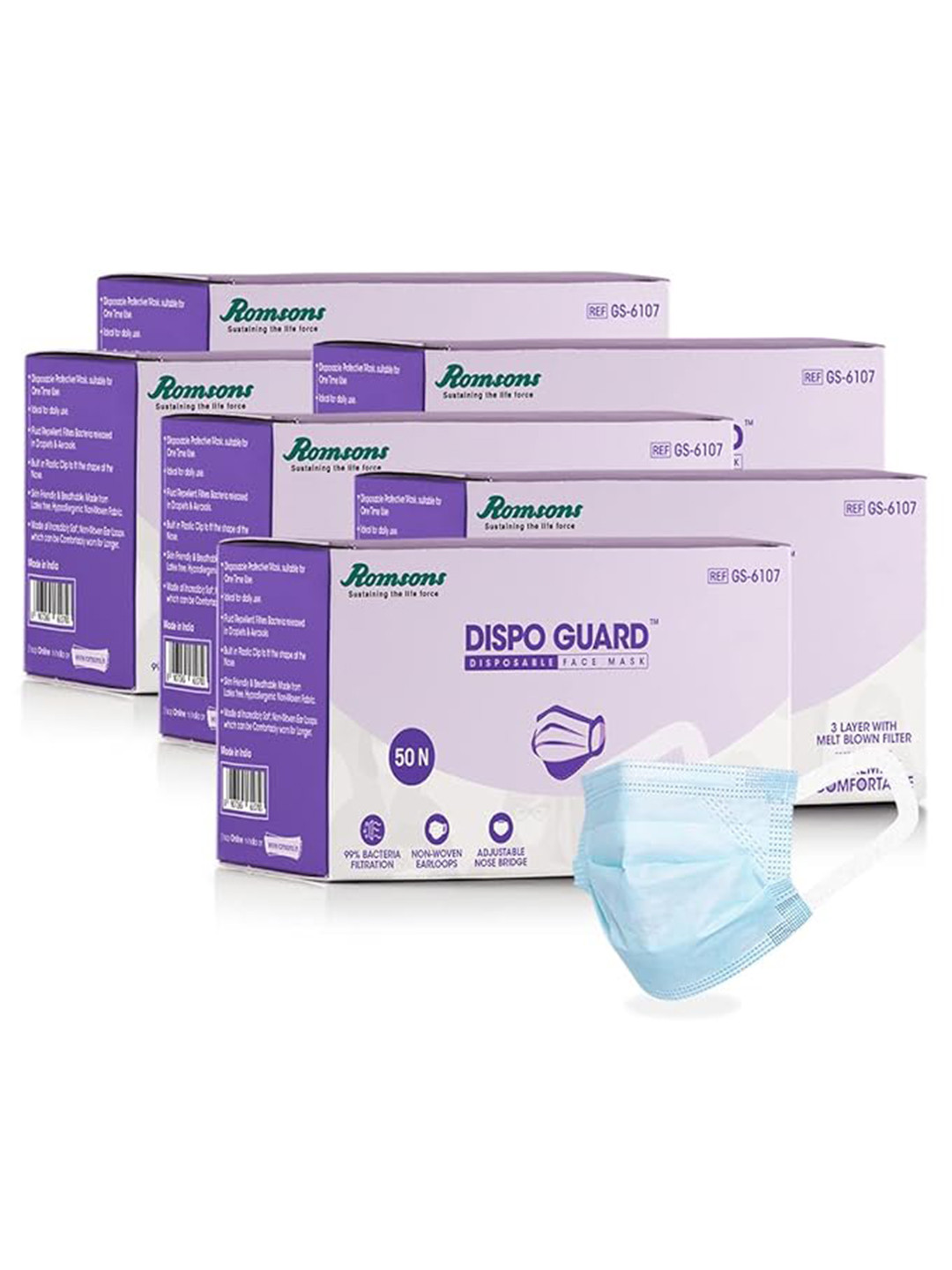 Romsons 300-Pcs 3-Ply Outdoor Anti-Pollution & Disposable Masks