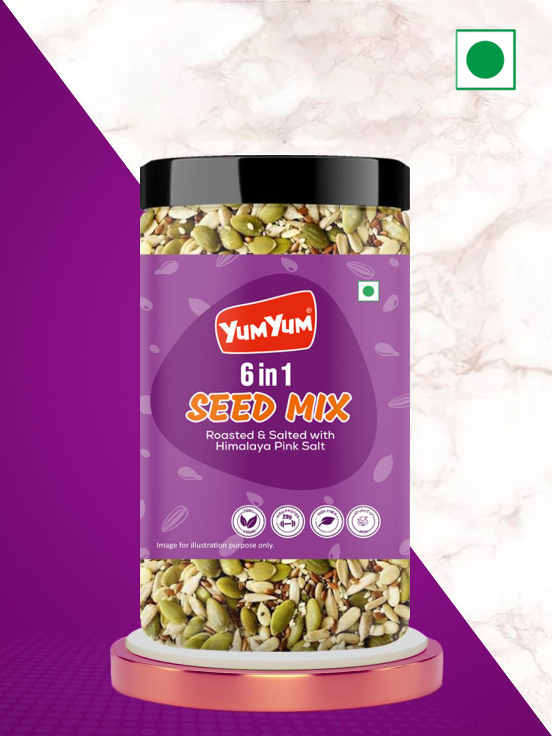 YUM YUM 6 in 1 Healthy Edible Seeds Combo Roasted & Salted with Himalayan Pink Salt