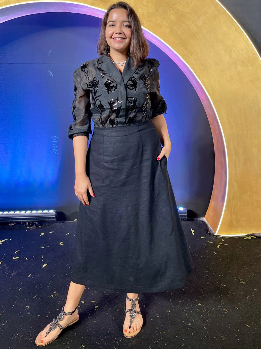 Label Tanvee A-Line Midi Skirt