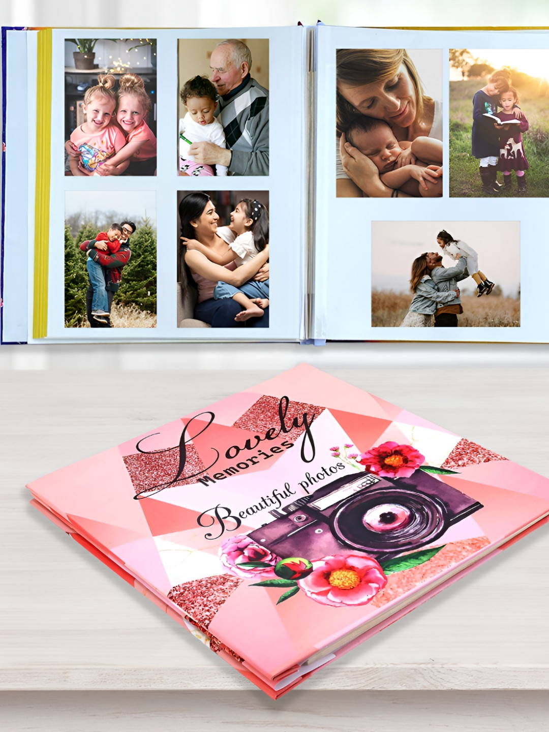 SEHAZ ARTWORKS Pink & Green Printed Self Adhesive Photo Album -15 Sheets