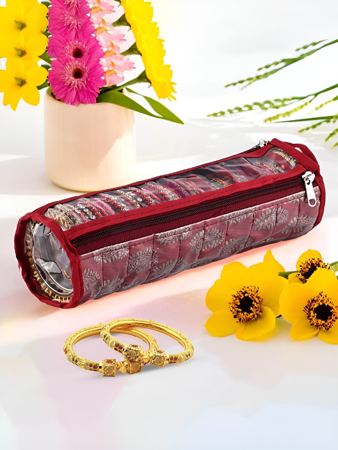 Aura bangles pouch Maroon Jewellery Organiser