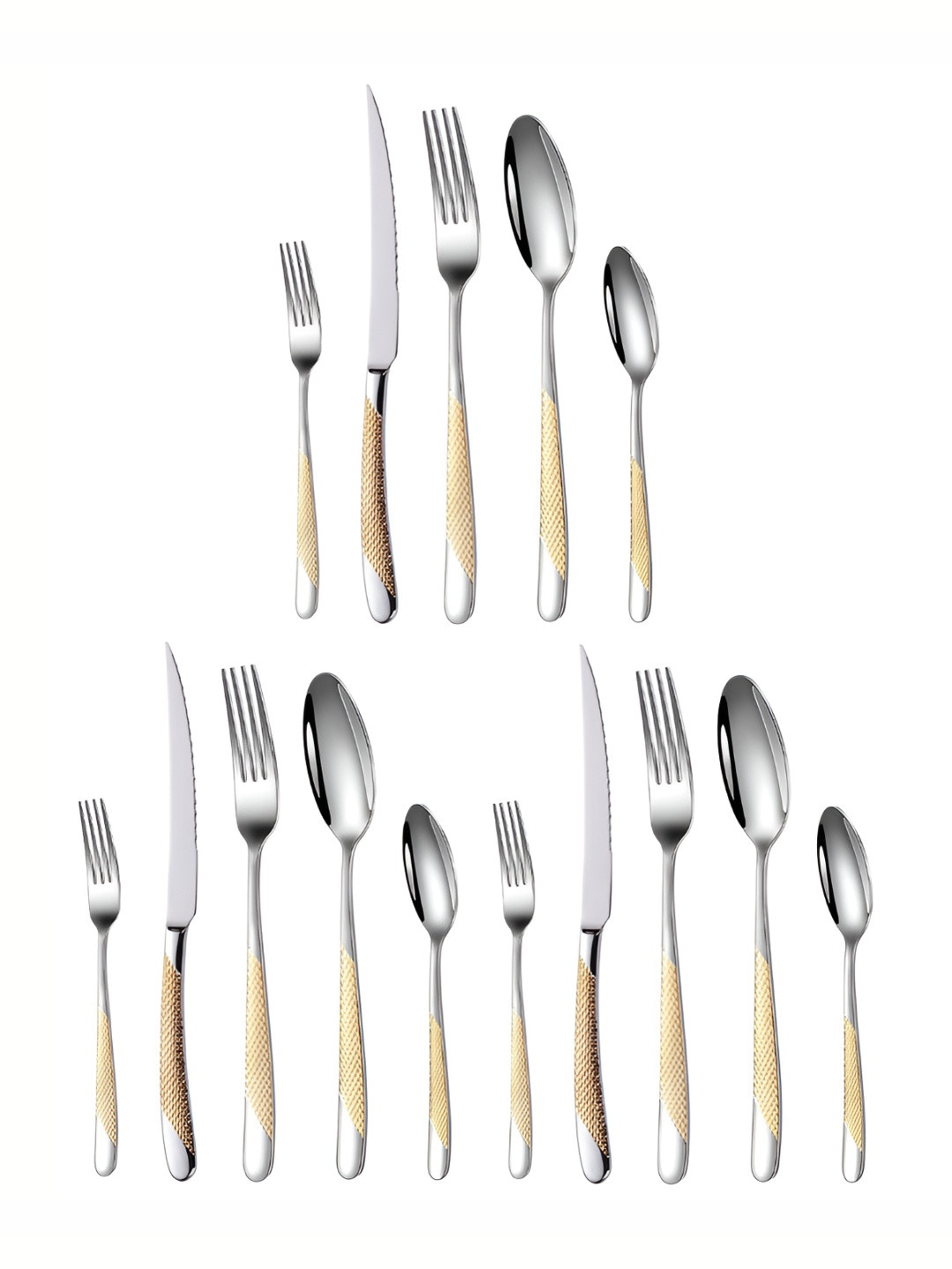 YELONA 15 Piece Sterling Silver Stainless Steel Cutlery Set