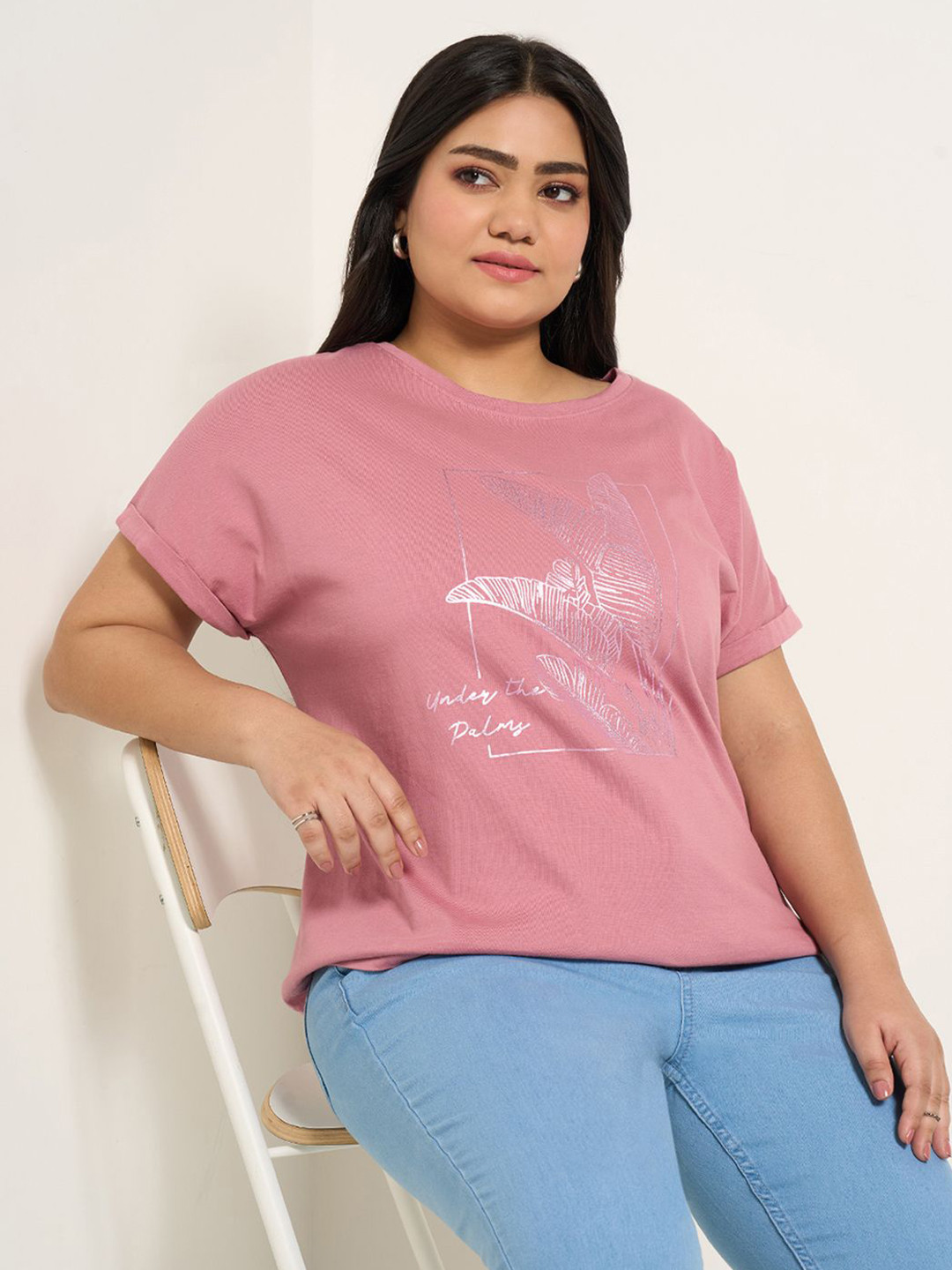 Honey Curvytude by Pantaloons Print Cotton short Top