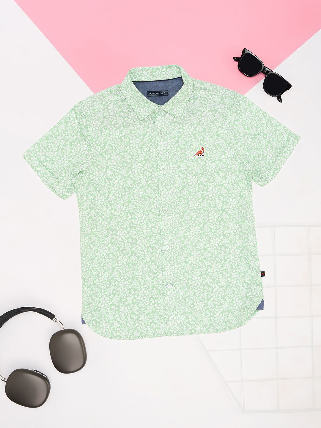 Pantaloons Junior Boys Spread Collar Floral Printed Cotton Casual Shirt