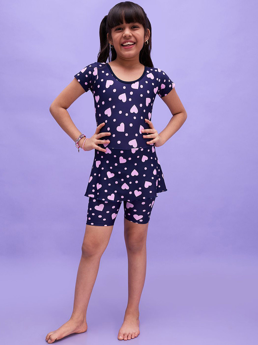 LYCOT Girls Shorts Swimdress With Attached Cycling Shorts