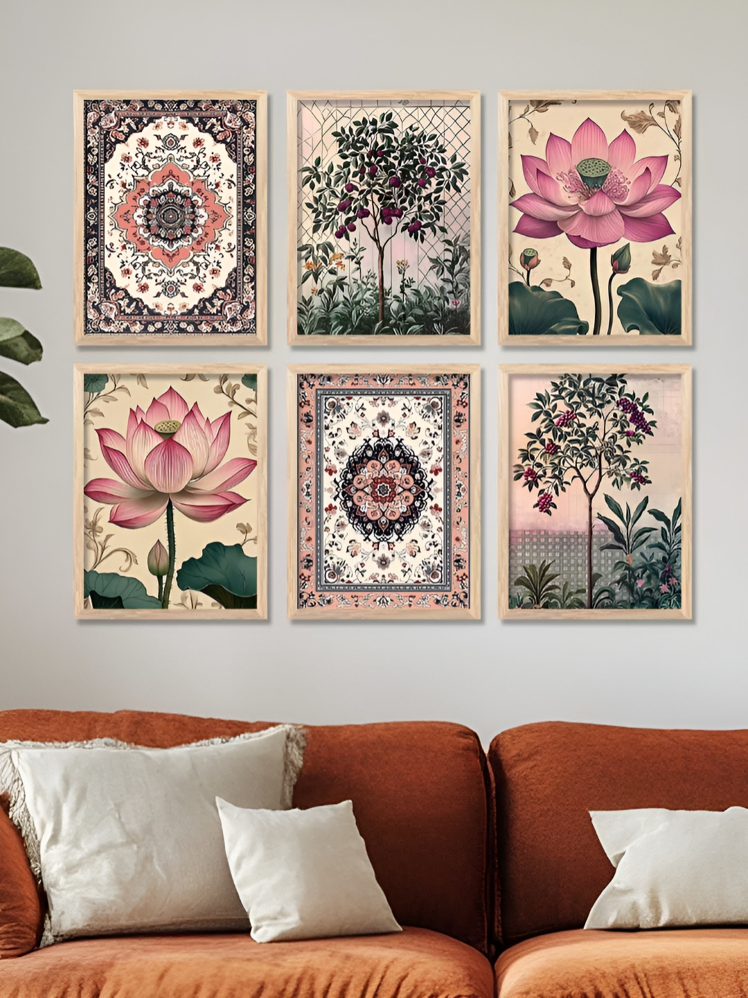 WALLLANE Wood 4 Piece Wall Rectangle Paintings Wall Art -32 x 27 In