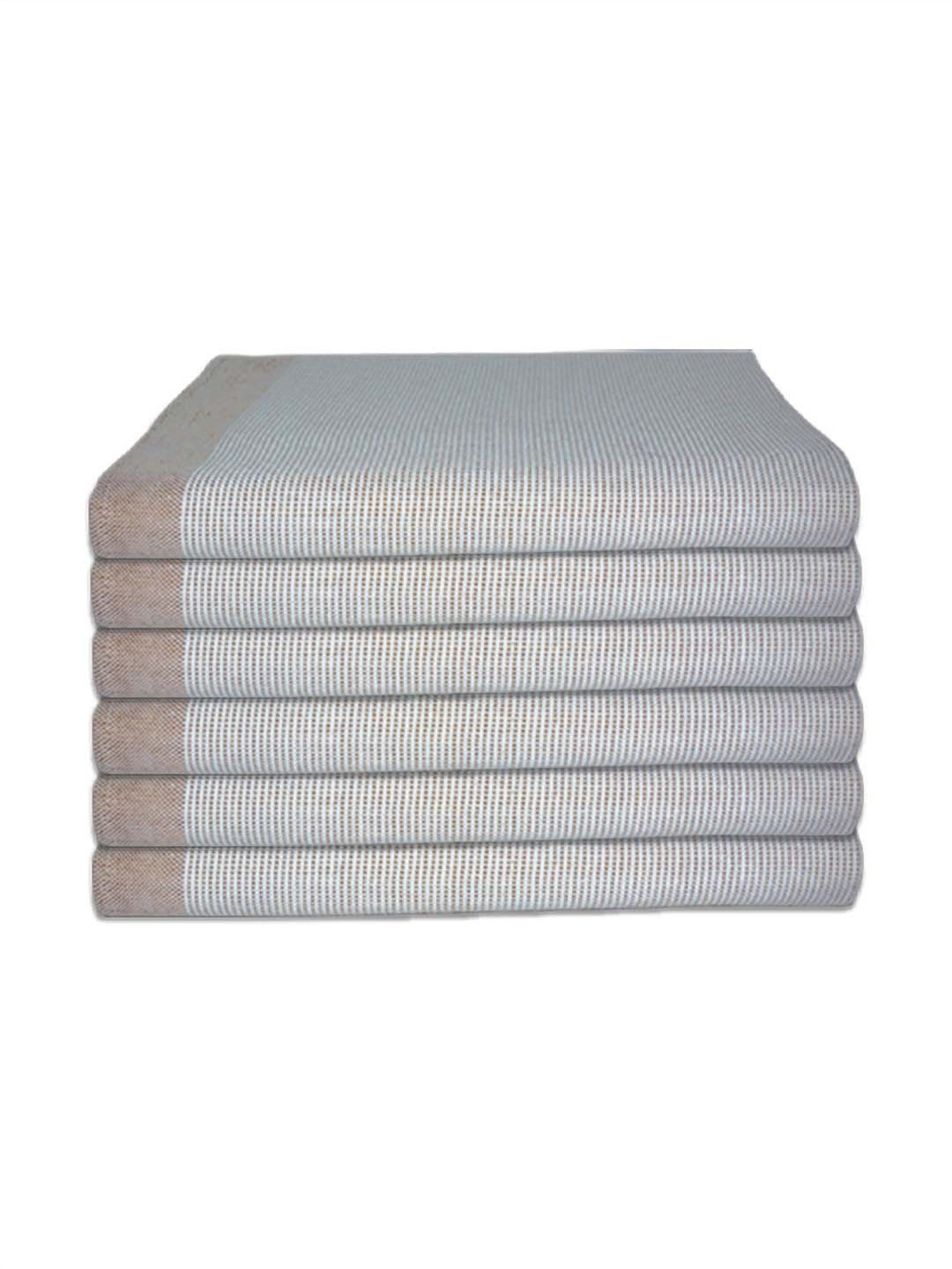 Athom Living Astar Grey 6 Pieces Striped Cotton 210 GSM Bath Towels