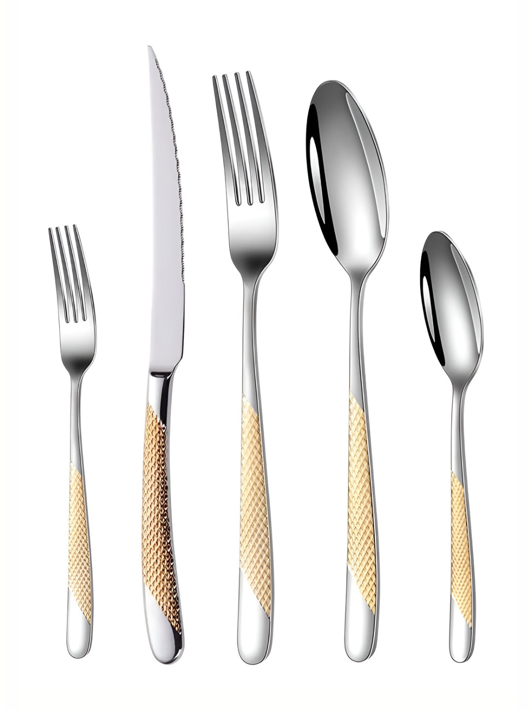 YELONA 5 Piece Sterling Silver Stainless Steel Cutlery Set