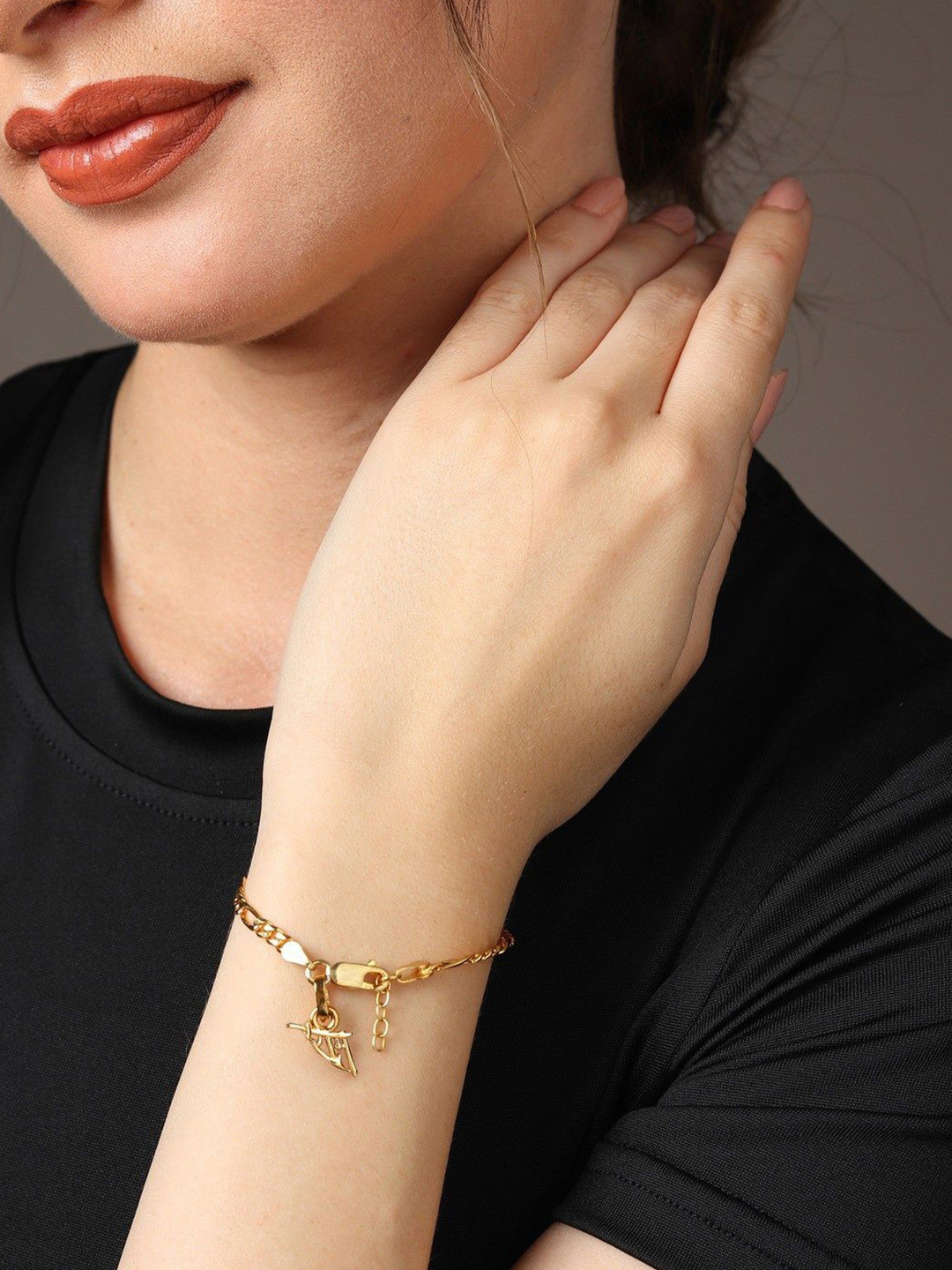 Metronaut Sterling Silver Gold-Plated Link Bracelet With God Ram Pendant