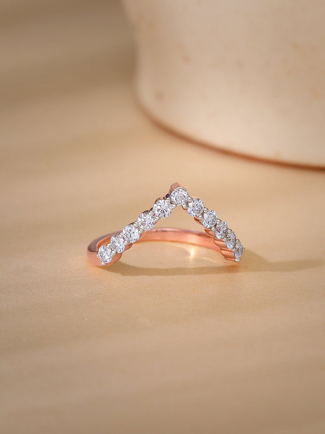 GIVA 18 Kt Rose Gold Vanki 0.55ct Diamond Ring2.7gm-2.984 gms