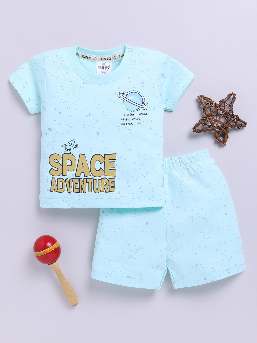 YK X Tinyo Girls Printed Top with Shorts