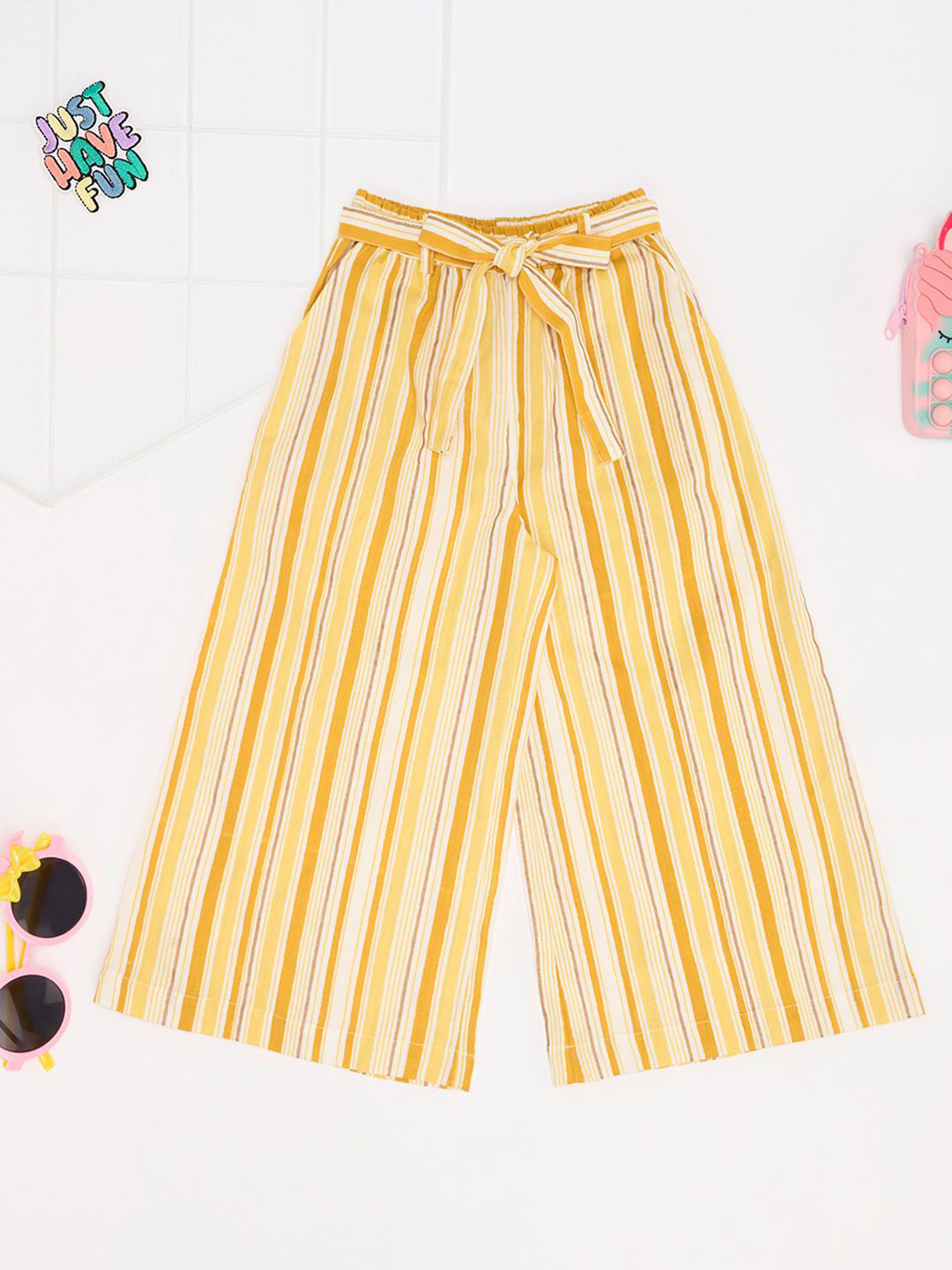 AKKRITI BY PANTALOONS Girls Striped Wide Leg Palazzos