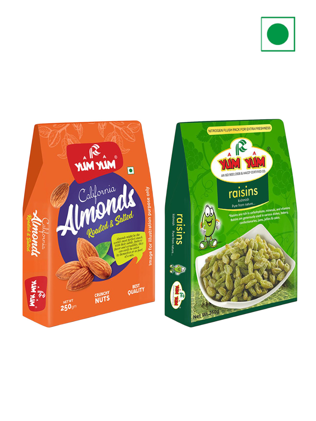 YUM YUM Set Of 2 Roasted Almond & Raisins - 250g Each