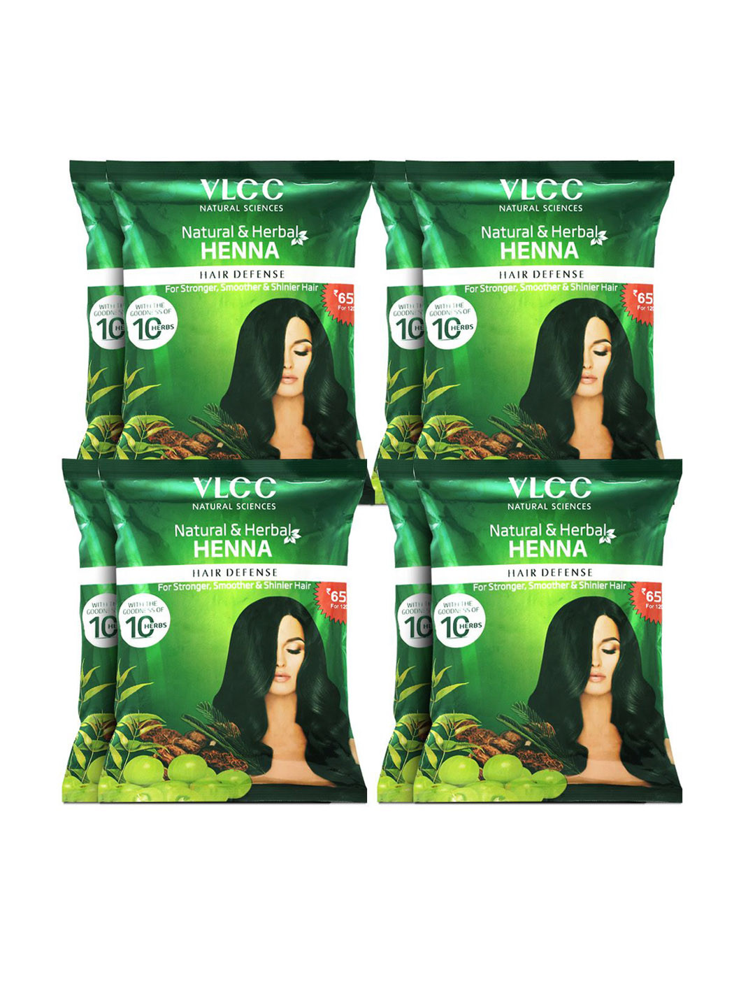 VLCC Set Of 4 Natural & Herbal Heena Hair Color With Buy 1 Get 1 Free- 120 g Each