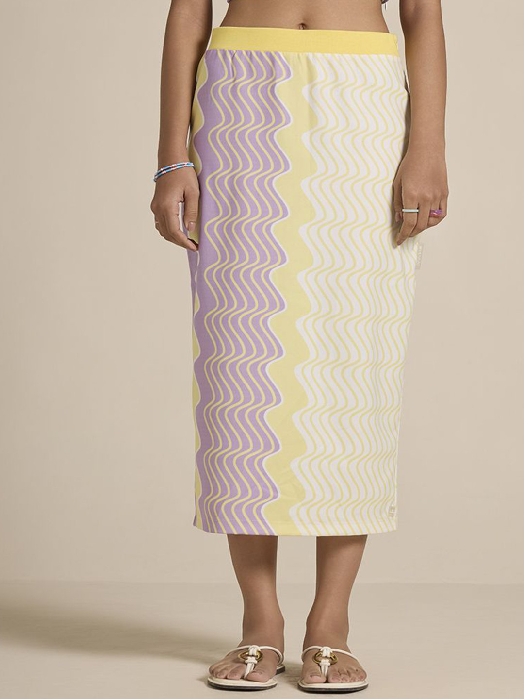 Muvazo Women Lime Flow Pencil Midi Skirt