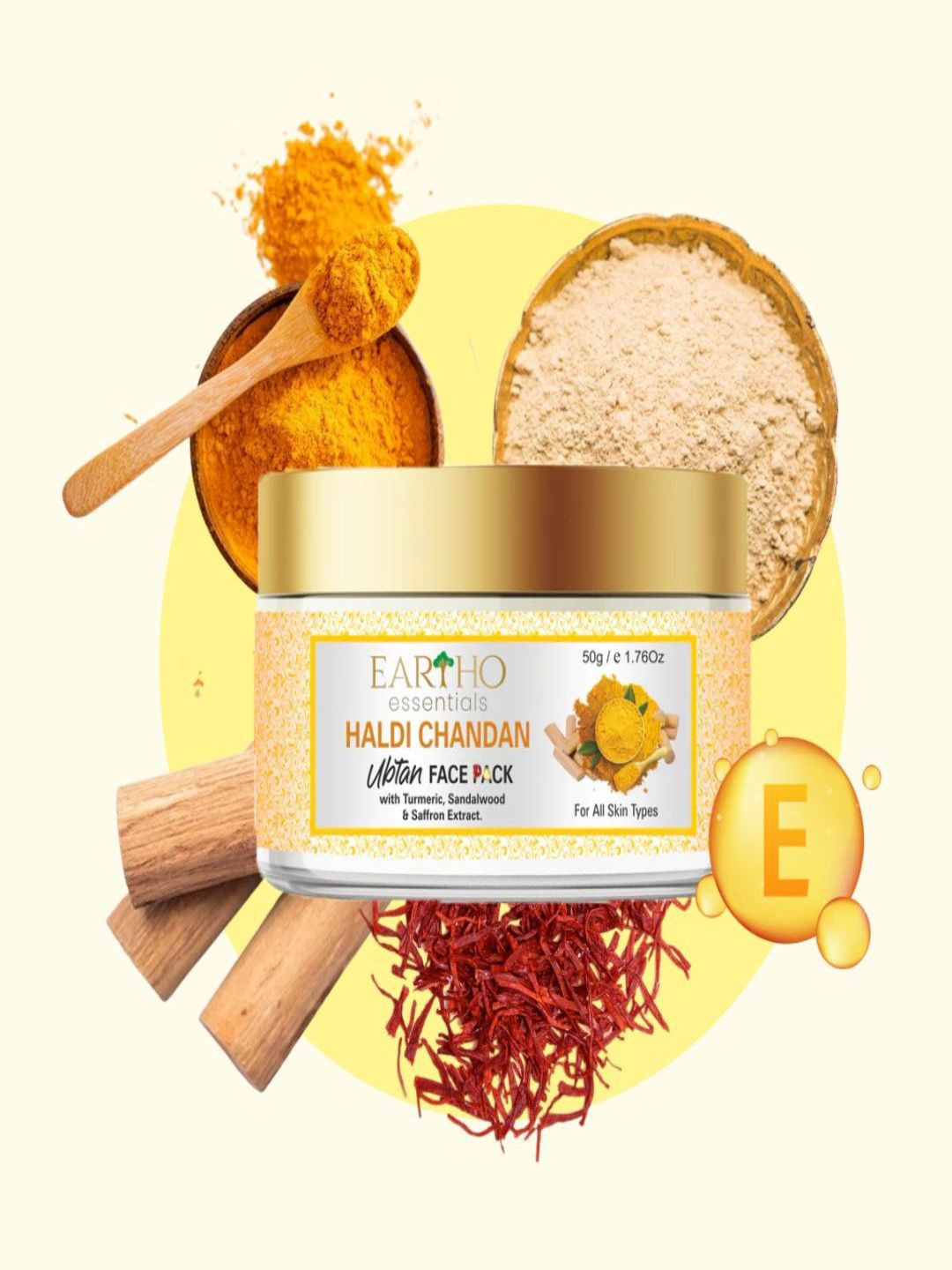 Eartho Essentials Haldi Chandan Ubtan Face Pack With Vitamin E - 60 g