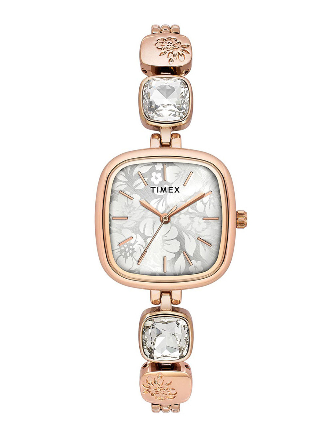 Timex Women Brass Square Dial & Stainless Steel Straps Analogue Watch TWEL21001