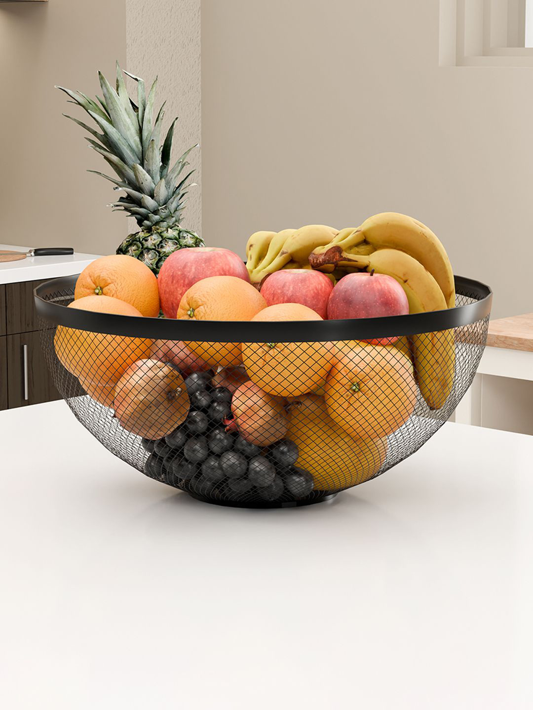 Kuber Industries Set of 3 Black & White Fruit and Vegetable Basket