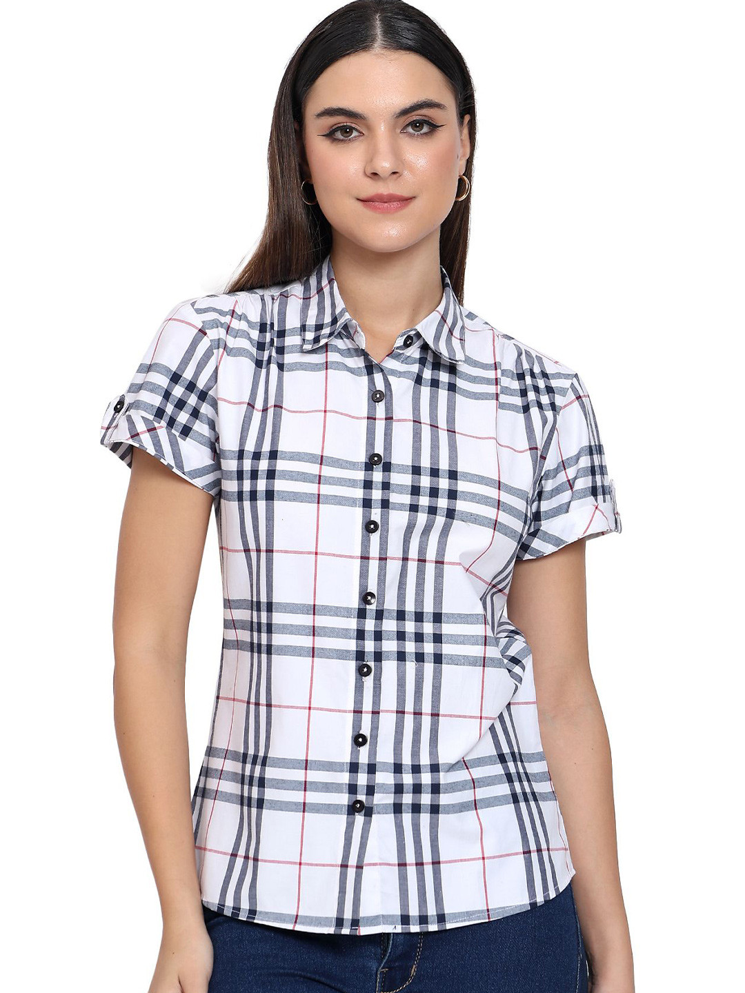 High Skyzz Checked Cotton Shirt Style Top