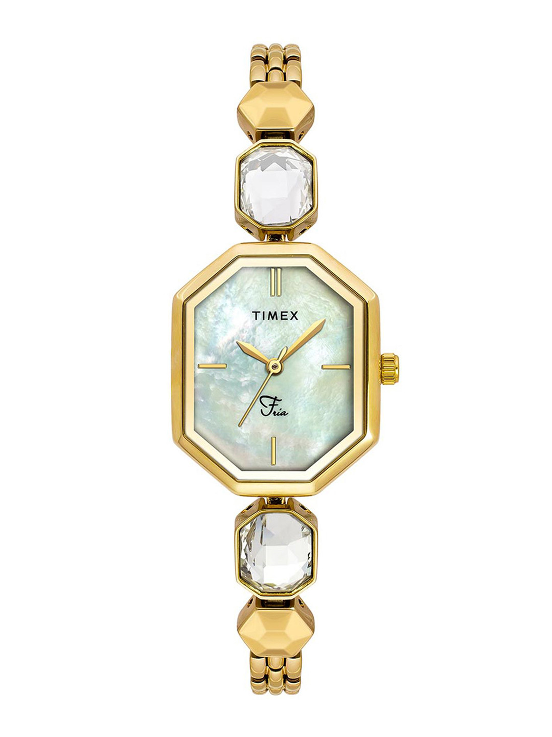 Timex Women Brass Mother of Pearl Dial & Stainless Steel Bracelet Style Straps Analogue Watch TWEL21100