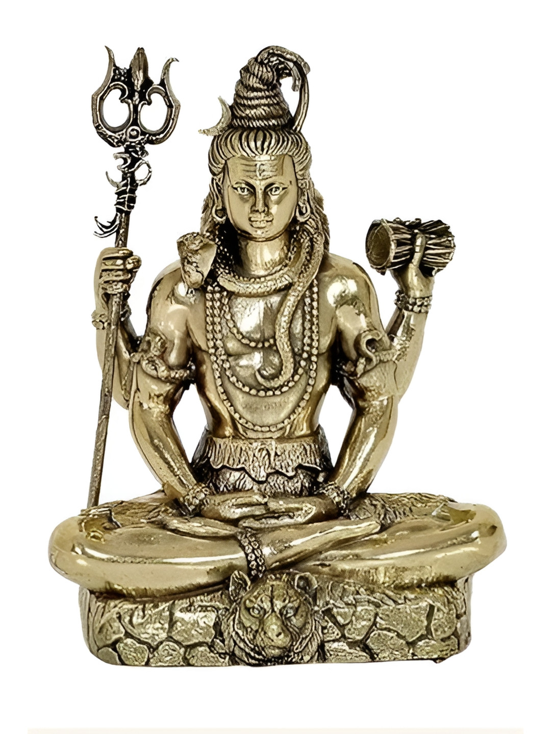The Spiritual Living Meditating Lord Shiva Gold Brass Metallic Prayer Room Small Showpiece - 6.3 Inches