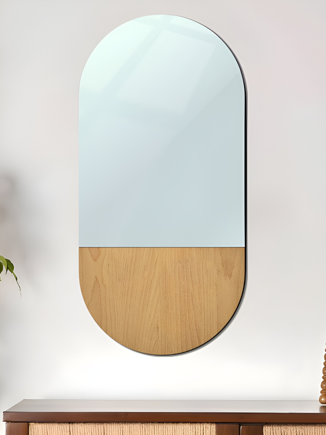 Art Street Grey Half-Oval Glass Wall Mirror
